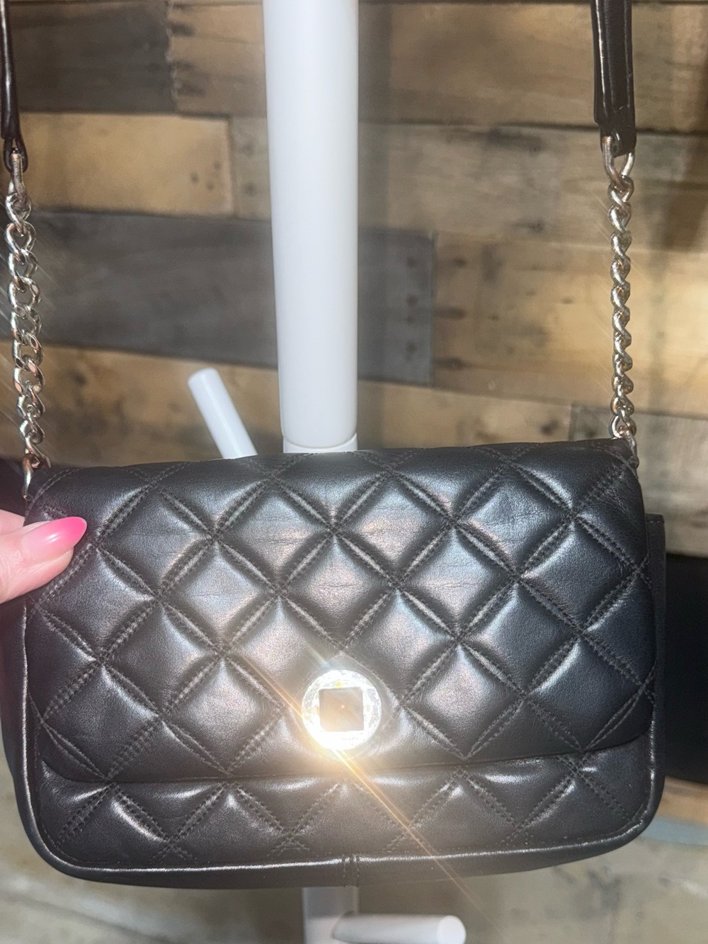kate spade Black Quilted Leather Chain Crossbody Bag